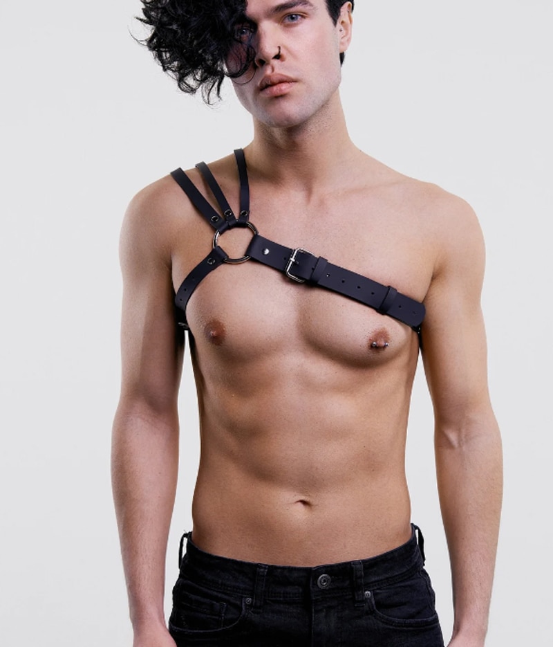 Real Black Leather Full Body Men Harness – BDSM Leather Men